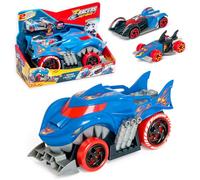 T- Racers Mix 'N Race Squad Launcher Shark - Camión tiburón Que se transforma en Lanzador. Incluye 2 vehículos exclusivos, Zona para lanzar vehículos y Zona para Transportar 2 vehículos