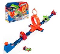 T-Racers Mix ‘N Race Volcanosaurus Pista para Coches de Juguete, Contiene 1 Disparador, 3 Pistas, 1 Coche Exclusivo Nitro Rex y 4 Acrobacias