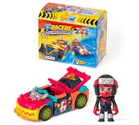 T-RACERS Serie FIRE&ICE - Coche de carrera y piloto sorpresa coleccionable, desmontable por partes y con piezas intercambiables