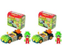T-Racers Serie Glow Race - Coche y piloto Sorpresa Coleccionable. Coche Desmontable por Partes y con Piezas Intercambiables (Paquete de 2)