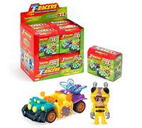 T-Racers Serie Glow Race - Colección Completa Coches y Pilotos Sorpresa coleccionables. Coches Desmontables por Partes y con Piezas Intercambiables