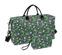 T Rex and Dino Bones Roar - Bolsa de viaje para la noche, bolsa deportiva para gimnasio, bolsa de aseo con bolsa de aseo para viajes de negocios, juego de 2 piezas