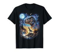 T-Rex Aullando a la Luna Arte prehistórico Vintage Camiseta