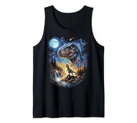 T-Rex Aullando a la Luna Arte prehistórico Vintage Camiseta sin Mangas