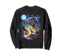 T-Rex Aullando a la Luna Arte prehistórico Vintage Sudadera