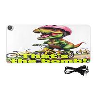 T-rex Biker That's The Bomb - Alfombrilla de ratón de piel con calefacción para juegos, 31.5 x 13 pulgadas, antideslizante, mate, para hogar, oficina, escritorio, accesorios de juegos