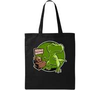T-Rex Buying Asteroid Insurance - Bolsa de algodón ecológico natural con diseño de dinosaurio, color negro, Black, Talla única