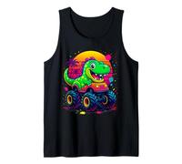 T-Rex Cartoon Truck Sunset para niños pequeños, niños y niñas Camiseta sin Mangas