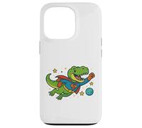 T-Rex de superhéroe volando a través del espacio - Dibujos animados divertidos Carcasa para iPhone 13 Pro