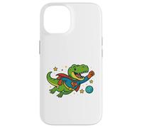 T-Rex de superhéroe volando a través del espacio - Dibujos animados divertidos Carcasa para iPhone 14