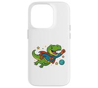 T-Rex de superhéroe volando a través del espacio - Dibujos animados divertidos Carcasa para iPhone 14 Pro