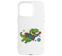 T-Rex de superhéroe volando a través del espacio - Dibujos animados divertidos Carcasa para iPhone 15 Pro Max