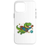 T-Rex de superhéroe volando a través del espacio - Dibujos animados divertidos Carcasa para iPhone 16 Pro Max
