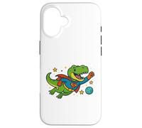 T-Rex de superhéroe volando a través del espacio - Dibujos animados divertidos Carcasa para iPhone 16