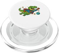 T-Rex de superhéroe volando a través del espacio - Dibujos animados divertidos PopSockets PopGrip para MagSafe