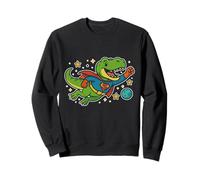 T-Rex de superhéroe volando a través del espacio - Dibujos animados divertidos Sudadera