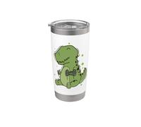 T-Rex Dino con mancuernas hace fitness Vaso térmico de acero inoxidable de doble pared