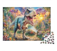 T-Rex Dinosaur Adulto Puzzles 1000 Piezas Material Reciclado Jurassic Art Puzzle Juego Educativo Descompresión Juego Padre-Hijo Props for Home 70x50cm/1000pcs