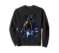 T-Rex Dinosaur Roaring City at Night Graphic Design Japanese Sudadera