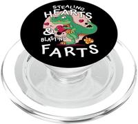 T-Rex Dinosaur Stealing Hearts and Blasting Farts PopSockets PopGrip para MagSafe