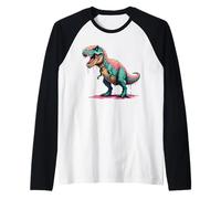 T-Rex dinosaurio derretir helado goteo niños verano niños goteo Camiseta Manga Raglan