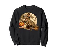 T-Rex Dinosaurio Dinosaurio Bruja Sombrero Jack O Lantern Moon Escoba Sudadera