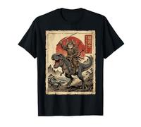 T-Rex Dinosaurio Gato Japonés Puesta de Sol Dino Japón Camiseta