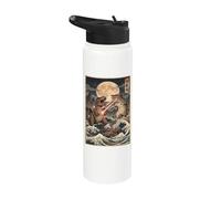 T-Rex Dinosaurio Gato Japonés Ukiyo-e Japón Arte Stainless Steel Insulated Water Bottle