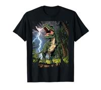 T-Rex Dinosaurio Roaring Forest Night Graphic Anime japonés Camiseta