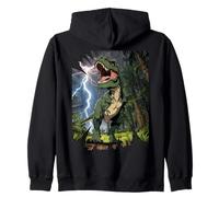 T-Rex Dinosaurio Roaring Forest Night Graphic Anime japonés Sudadera con Capucha
