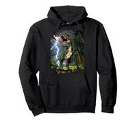 T-Rex Dinosaurio Roaring Forest Night Graphic Anime japonés Sudadera con Capucha