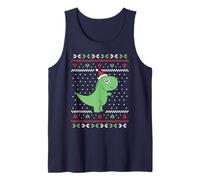 T-Rex Dinosaurio Santa Claus Sombrero Ugly Christmas Sweater Meme Camiseta sin Mangas