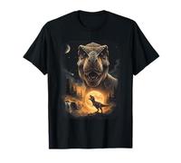 T-Rex Full Moon Forest Landscape Celestial Night Dinosaur Camiseta