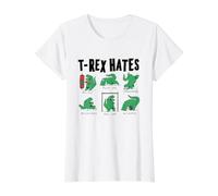 T-Rex Hates Boxing Push-Ups Handstands Backstroke Pull-Ups Camiseta gráfica económica, Mujer, Blanco, XS