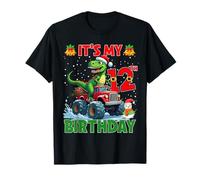 T-Rex It’s My 12th Birthday Christmas Dinosaur Monster Truck Camiseta