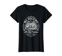 T-Rex Me Resolviendo Mis Problemas Dormir Siesta Divertido Camiseta gráfica económica, Mujer, Negro, XS