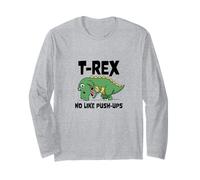 T-Rex No Like Push-Ups - Dino Pun Funny Workout Manga Larga