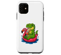 T. Rex on Flamingo Float Divertido Verano Dinosaurio Dibujos Animados Arte Carcasa para iPhone 11