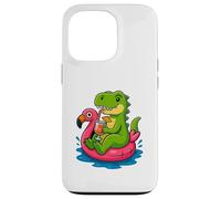 T. Rex on Flamingo Float Divertido Verano Dinosaurio Dibujos Animados Arte Carcasa para iPhone 13 Pro