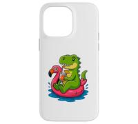 T. Rex on Flamingo Float Divertido Verano Dinosaurio Dibujos Animados Arte Carcasa para iPhone 14 Pro Max