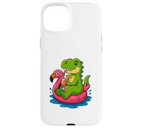 T. Rex on Flamingo Float Divertido Verano Dinosaurio Dibujos Animados Arte Carcasa para iPhone 15 Plus