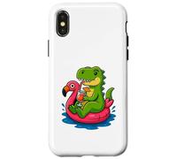 T. Rex on Flamingo Float Divertido Verano Dinosaurio Dibujos Animados Arte Carcasa para iPhone X/XS