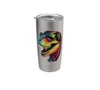 T-Rex Tiranosaurio Rex Dinosaurio Encantan los Dinosaurios Vaso térmico de acero inoxidable de doble pared