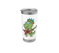 T-Rex tocando Rock Guitar Vaso térmico de acero inoxidable de doble pared