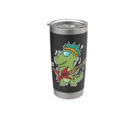 T-Rex tocando Rock Guitar Vaso térmico de acero inoxidable de doble pared