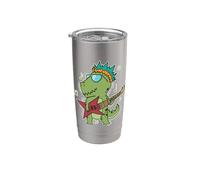 T-Rex tocando Rock Guitar Vaso térmico de acero inoxidable de doble pared