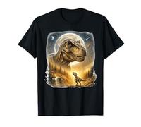 T-Rex Under Moon Cool Dinosaur Fantasy Art Kids Boys Dino Camiseta