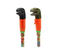 T-Rex World 2 unidades - Dispensador de granos de gelatina de dinosaurios con efecto de sonido - Juguete interactivo para fiestas de cumpleaños infantiles, fiestas o obsequios - 20 g por dinosaurio