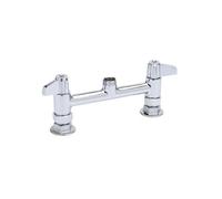 T&S Brass 5F-8DLS00 Equip Grifo de montaje en cubierta de 8 pulgadas, manijas de palanca, salida giratoria, menos boquilla, kit de boquilla de suministro