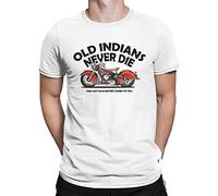 T-Shirt à Manches Courtes et Col Rond pour Homme Motif Moto Old Indians Never Die Awesome en Pur Coton Blanc, Blanc, 3XL